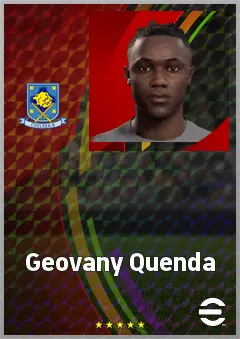 Geovany Quenda eFootball 2026 player card, 73 OVR RWF