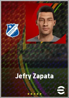 Jefry Zapata eFootball 2026 player card, 71 OVR RWF