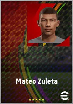 Mateo Zuleta eFootball 2026 player card, 70 OVR LWF