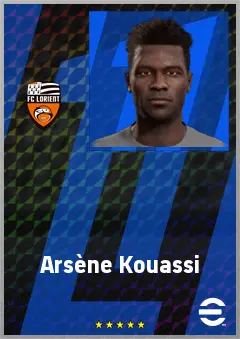 Arsène Kouassi eFootball 2026 player card, 72 OVR LB
