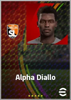 Alpha Diallo eFootball 2026 player card, 62 OVR AMF
