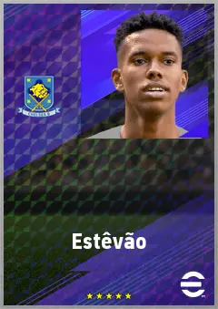 Estêvão eFootball 2026 player card, 76 OVR RWF