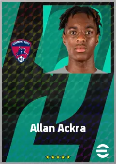 Allan Ackra eFootball 2026 player card, 65 OVR CMF