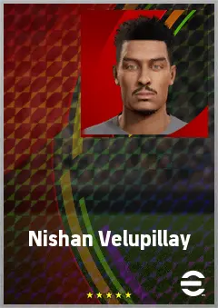 Nishan Velupillay eFootball 2026 player card, 70 OVR LWF