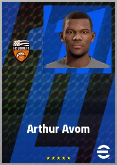 Arthur Avom eFootball 2026 player card, 72 OVR CMF