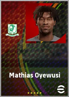 Mathias Oyewusi eFootball 2026 player card, 67 OVR CF