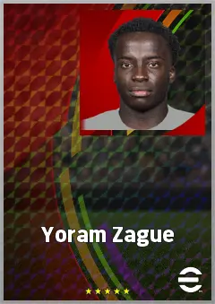 Yoram Zague eFootball 2026 player card, 68 OVR RB