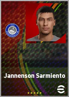 Jannenson Sarmiento eFootball 2026 player card, 70 OVR RWF