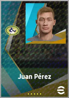 Juan Pérez eFootball 2026 player card, 68 OVR AMF