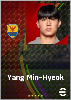 Yang Min-Hyeok eFootball 2026 player card, 69 OVR RWF