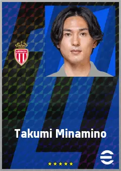 Minamino Takumi eFootball 2026 player card, 75 OVR AMF