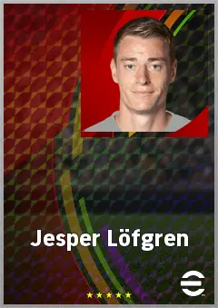 Jesper Löfgren eFootball 2026 player card, 67 OVR CB