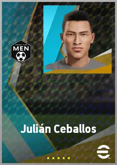 Julián Ceballos eFootball 2026 player card, 70 OVR AMF