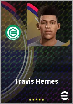 Travis Hernes eFootball 2026 player card, 65 OVR CMF
