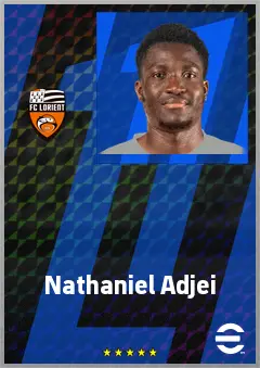 Nathaniel Adjei eFootball 2026 player card, 69 OVR CB