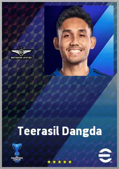 Teerasil Dangda eFootball 2026 player card, 68 OVR CF