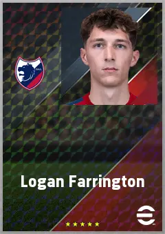 Logan Farrington eFootball 2026 player card, 72 OVR CF