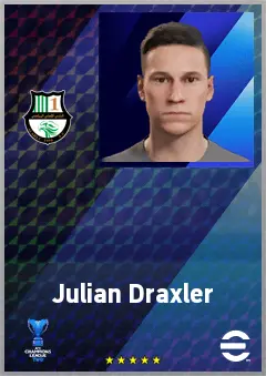 Julian Draxler eFootball 2026 player card, 75 OVR AMF