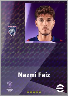 Nazmi Faiz eFootball 2026 player card, 69 OVR CMF