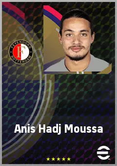 Anis Hadj Moussa eFootball 2026 player card, 75 OVR RWF
