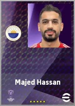 Majed Hassan eFootball 2026 player card, 68 OVR DMF