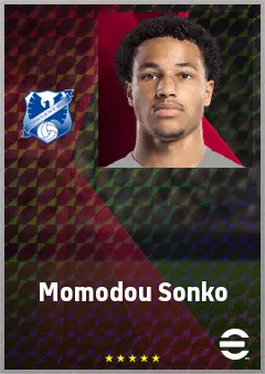 Momodou Sonko eFootball 2026 player card, 67 OVR LWF