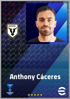 Anthony Cáceres eFootball 2026 player card, 70 OVR AMF