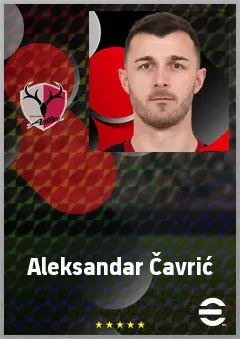 Aleksandar Čavrić eFootball 2026 player card, 74 OVR CF