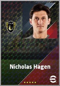 Nicholas Hagen eFootball 2026 player card, 70 OVR GK