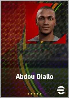 Abdou Diallo eFootball 2026 player card, 76 OVR CB