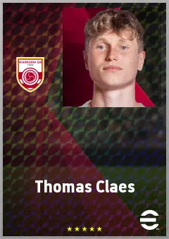 Thomas Claes eFootball 2026 player card, 68 OVR CMF