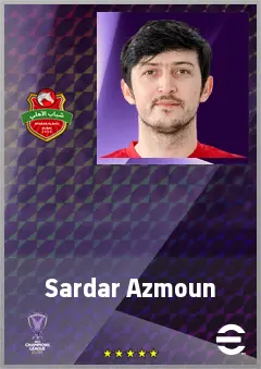 Sardar Azmoun eFootball 2026 player card, 74 OVR CF