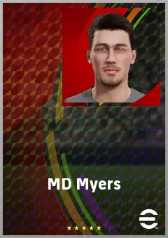 MD Myers eFootball 2026 player card, 68 OVR CF