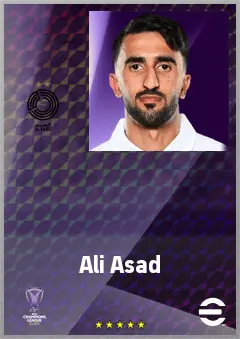 Ali Asad eFootball 2026 player card, 71 OVR AMF