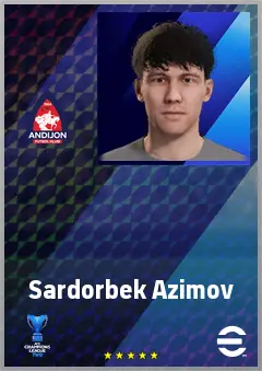 Sardorbek Azimov eFootball 2026 player card, 65 OVR RWF