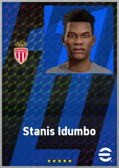 Stanis Idumbo eFootball 2026 player card, 69 OVR LMF