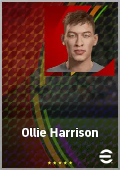 Ollie Harrison eFootball 2026 player card, 65 OVR DMF