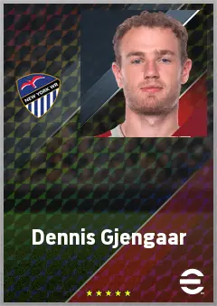 Dennis Gjengaar eFootball 2026 player card, 70 OVR RWF