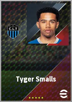 Tyger Smalls eFootball 2026 player card, 68 OVR LWF