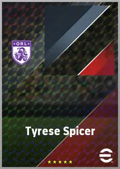Tyrese Spicer eFootball 2026 player card, 70 OVR LWF