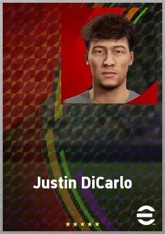 Justin DiCarlo eFootball 2026 player card, 62 OVR GK