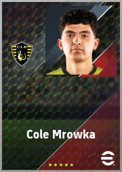 Cole Mrowka eFootball 2026 player card, 65 OVR CMF