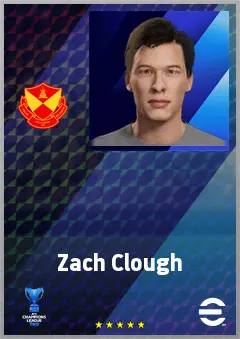 Zach Clough eFootball 2026 player card, 70 OVR RWF