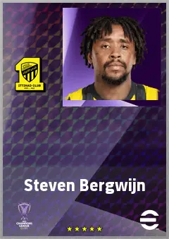 Steven Bergwijn eFootball 2026 player card, 76 OVR LWF