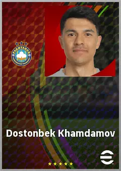 Dostonbek Khamdamov eFootball 2026 player card, 69 OVR RWF