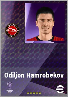 Odiljon Hamrobekov eFootball 2026 player card, 71 OVR DMF