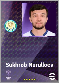 Sukhrob Nurulloev eFootball 2026 player card, 66 OVR RWF