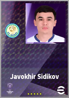 Javokhir Sidikov eFootball 2026 player card, 66 OVR CMF