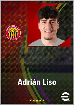 Adrián Liso eFootball 2026 player card, 71 OVR LWF
