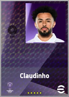 Claudinho eFootball 2026 player card, 75 OVR AMF